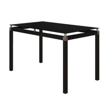 Imagem de Mesa de Jantar Tubular 4 Lugares Malva Tampo Vidro Temperado 107cm SF 