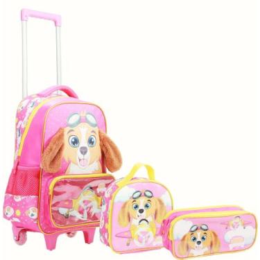 Imagem de Kit Mochila de Rodinha Lancheira Estojo Patrulha Canina Infantil MIF53