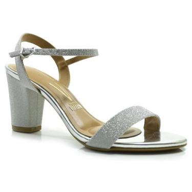 Imagem de Sandália de Festa e Salto Bloco Vizzano, Prata, 38