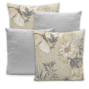 Imagem de Kit 4 Capas de Almofada Piquet 40x40 cm Decorativas Estampadas e Lisas