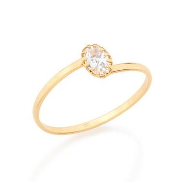 Imagem de Anel Rommanel Solitário Zircônia Oval Banhado A Ouro 512177 Tamanho:18