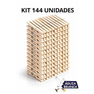 Imagem de 144 Prendedores De Madeira Águia Branca Tamanho Tradicional Envio Imed