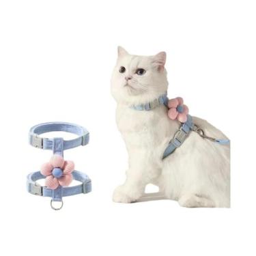 Imagem de Conjunto De Coleira E Guia Para Cães E Gatos Pequenos, Ajustável E Res