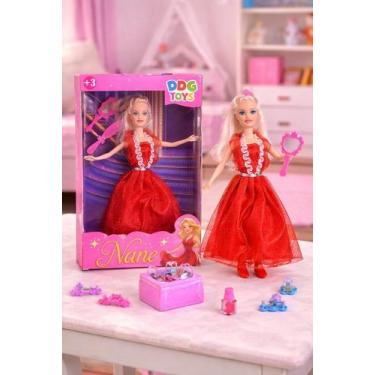 Imagem de Boneca Nane Infantil Com Vestido E Acessórios Brinquedo Fashion - DDG 