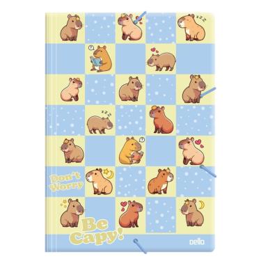 Imagem de Pasta Aba Elástico Dello Be Capy Capivara para Documentos e Trabalhos Escolares Formato A4 1 Unidade Azul