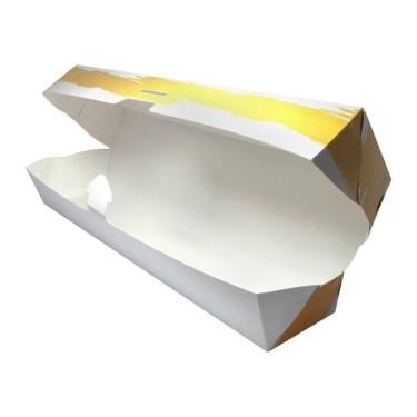 Imagem de Embalagem para Alimento Box Grande Fechada para Hot Dog e Lanches Maiores Branco