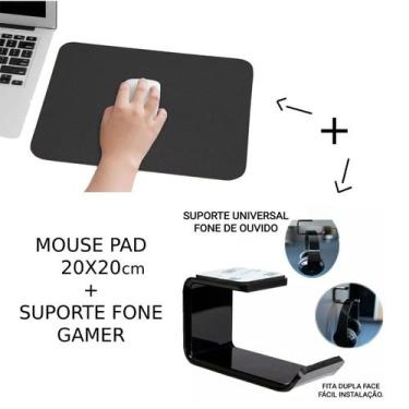 Imagem de Kit Gamer 1 Mouse Pad 20x20cm + 1 Suporte para Fone de Ouvido em Acril