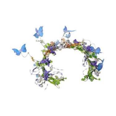 Imagem de Tiara De Cristal Com Pérolas E Strass Azul Para Mulheres, Acessório De