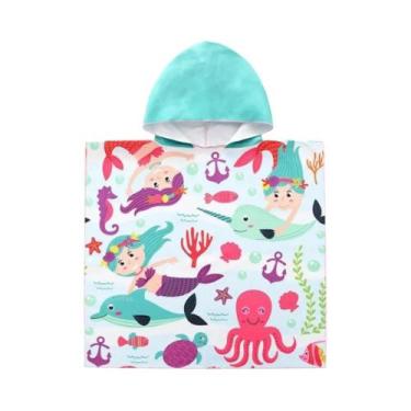 Imagem de Poncho De Banho Com Capuz Para Crianças De 80-120cm, Toalha De Microfi