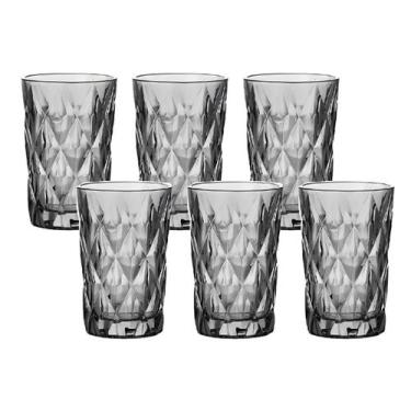 Imagem de Jogo 6 Copos De Vidro Resistente Diamond 350ml Luxo Elegante - KeHome,
