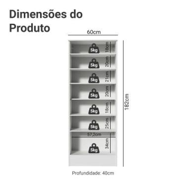 Imagem de Sapateira 1 Porta com Espelho Madesa Isis, Branco