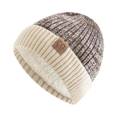 Imagem de Gorro de Inverno Unissex de Dois Tons - Forrado, Quente e Casual, 56cm