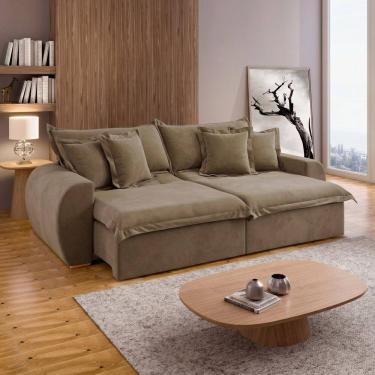 Imagem de Sofá Cama Retrátil e Reclinável 2 Lugares Pés Madeira Maciça 220Cm Imperatriz Yescasa B...