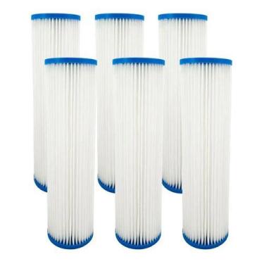 Imagem de Kit 6 Refil Filtro Plissado Lavável 9 3/4'' X 2 1/2 20 Micra Branco - 
