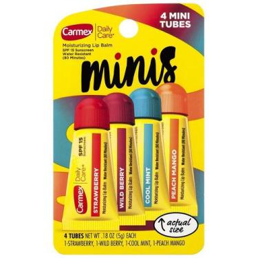 Imagem de Carmex Kit 4 Hidratantes Lip Balm Tubes Daily Care com SPF
