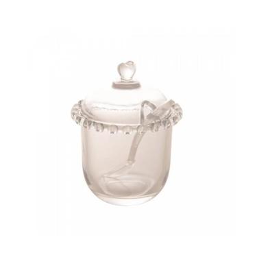 Imagem de Acucareiro De Cristal Com Colher Coracao 210ml - Lyor