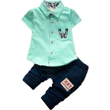Imagem de Roupa Mauricinho Conjunto Infantil Temático Menino Floral, Ciano, 2