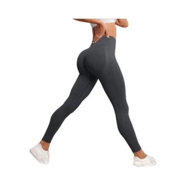 Imagem de Leggings Esportivas Femininas Sem Costura De Cintura Alta, Efeito Leva
