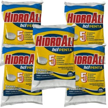 Imagem de Kit 05 Pastilha Tablete Cloro Penta Multi Ação 200g Hidroall