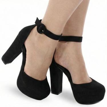 Imagem de Sapato Boneca Meia Pata Salto Grosso Alto P8 - Modarpe, Preto, 38