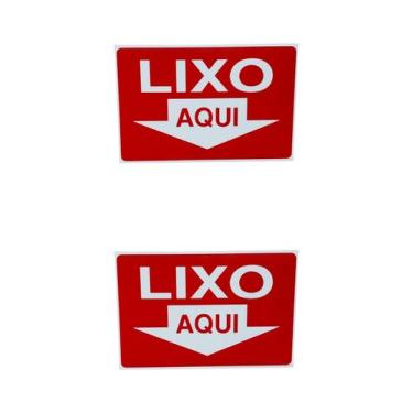 Imagem de KIT COMBO 2 Placa DE Sinalização LIXO AQUI 20X30 CM VERMELHO - ASELETR