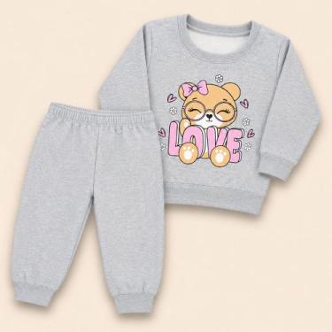 Imagem de Kit 2 Conjuntos de Moletom Quentinho Com 4 Peças Para Bebês Até 12 Mes