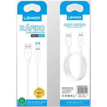 Imagem de Cabos LIGHTNING c/ 1 Metro 3.1A Lehmox -LE-803, Branco