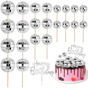 Imagem de Topos para Bolo Soelomu 23 Peças Conjunto Disco Ball para Aniversário