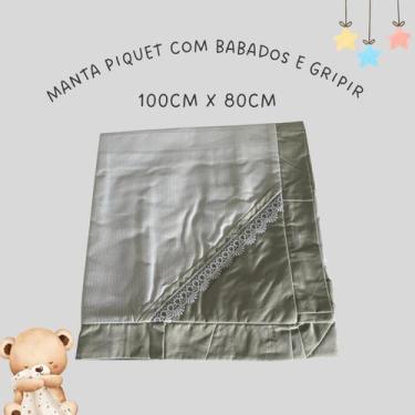 Imagem de Manta Bebê Piquet Forrada com Barrado Gripir  Linha Premium - Cinza - 