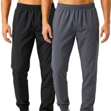 Imagem de Kit 2 Calças Masculina de Tactel Jogger Academia Fitness Casual Treino