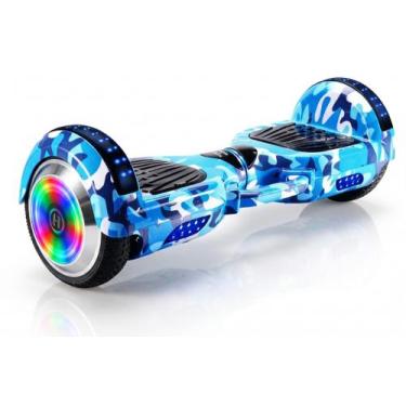 Imagem de Hoverboard Skate Elétrico 6.5 azul camuflado Led Bluetooth - XIN