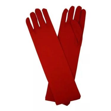 Imagem de Luva Média para Fantasias em Helanca 30CM 1 Par Cor Vermelho Extra Festas