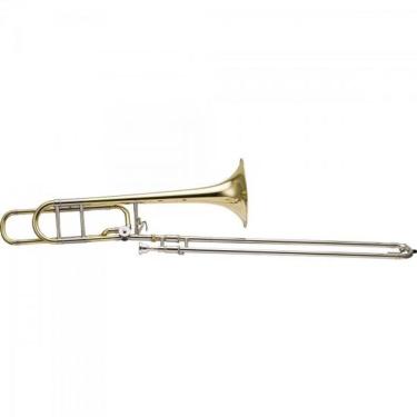 Imagem de Trombone de Vara HSL-801L Tenor Bb-F Laqueado Dourado Harmonics com Estojo Luxo