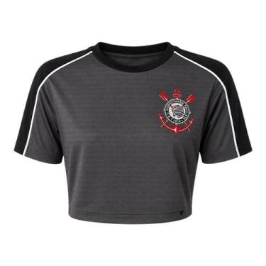 Imagem de Camiseta Cropped Corinthians Braziline Mito Feminina, M, Chumbo