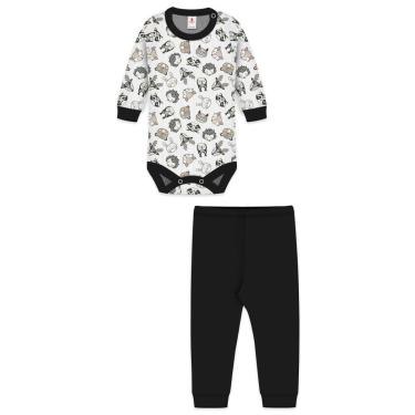 Imagem de Conjunto Bebê Zupt Baby Estampado longo Florestinha Preto-Unissex