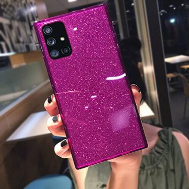 Imagem de Capa de telefone Fashion Square Fluorescent Glitter para Samsung S20 FE Plus Note 20 Ultra S10 A71 A51 A50 A70 S21 Ultra FE A52 A72 Capa protetora, Roxo, para S9 Plus