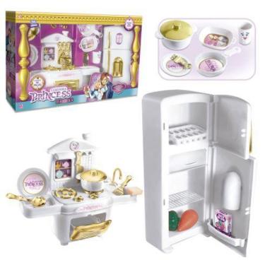 Imagem de Kit Cozinha Infantil Fogão + Geladeira Princesas Deluxe - Zuca Toys