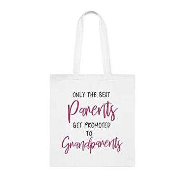 Imagem de Sacola Only The Best Parents Get Promoted To Grandparents Tote Bag, presente engraçado para avós, bolsa de ombro para avós, bolsas reutilizáveis, cesta de Natal de aniversário, ideia