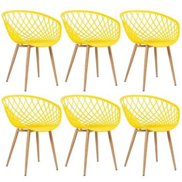 Imagem de Kit - 6 X Cadeiras Clarice Nest Com Apoio De Braços - Sidera - Amarelo