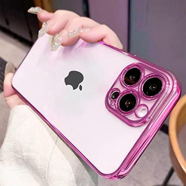 Imagem de Capa de telefone transparente de tpu com revestimento quadrado de luxo para iphone 13 12 11 pro xs max mini xr x 7 8 plus capa fina macia, ouro rosa, para iphone 13 pro