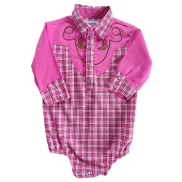 Imagem de Body xadrez rosa ocidental para bebês e crianças pequenas, rosa, 6-9 Month