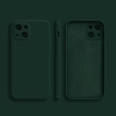 Imagem de Capa de silicone líquido quadrado para iphone 11 12 13 14 pro max mini capa de proteção completa para iphone xs 14 pro max x xr capa, cor verde escuro, para 12 mini 5.4