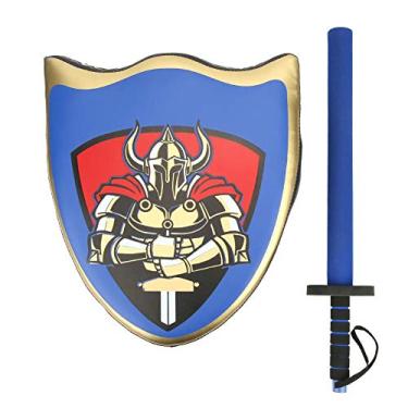 Imagem de Escudo de cavaleiro infantil, escudo de Taekwondo e espada de cavaleiro acessórios de fantasia (combinação azul) Equipamento esportivo infantil
