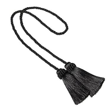 Imagem de Braçadeira de cortina de borlas douradas 1 peça decoração de casa suporte moderno cortinas de amarrar acessórios de quarto tiebacks para quarto, charcola, 97 cm