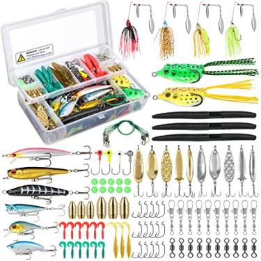 Imagem de PLUSINNO Conjunto de iscas de pesca para iscas, melhores iscas de pesca de baixo incluindo crankbaits, spinnerbaits, minhocas plásticas, iscas de água superior, caixa de equipamento e mais conjunto de