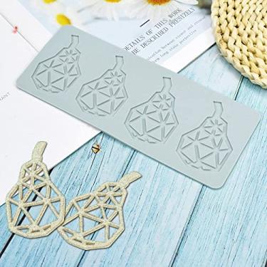 Imagem de TUKE Moldes de fondant de renda oca 3D em forma de folha de frutas tapete de renda ferramenta de decoração de bolo de festa tapete de cupcake moldes de silicone para argila de polímero molde de goma de chocolate (Pear_23x9x0,3 cm_J)