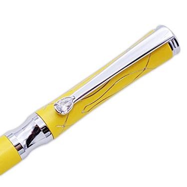 Imagem de LACHIEVA LUX Caneta esferográfica executiva de cristal elegante com refis Schmidt P900M (preto e azul) - amarelo