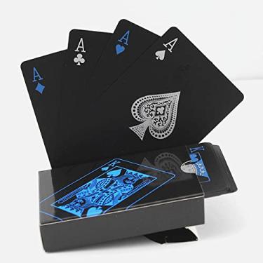 Imagem de Tingpai 54 peças de de alta qu dade PVC pôquer à prova d'água preto cartas de jogo presentes criativos cartões de jogo de pôquer práticos