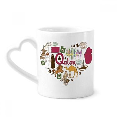 Imagem de Qatar Love Heart Landscap Caneca Bandeira Nacional Café Cerâmica Copos Copo de Coração de Vidro