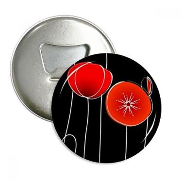Imagem de Abstrato vermelho círculo flores linha arte milho abridor de garrafa ímã geladeira emblema multifuncional